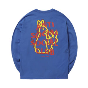 Anti Social Club x FR2 Long Sleeve T-Shirt with Fire Print – Blue