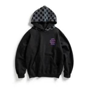 ASSC Chenille plaid hoodie – Black