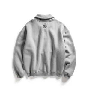 Quarter-zip sweatshirt with matching appliqués – Grey