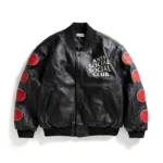 PETAL TO THE METAL LEATHER VARSITY JACKET