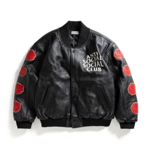 PETAL TO THE METAL LEATHER VARSITY JACKET